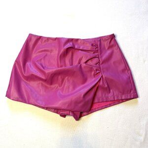 More To Come Kamille Leather Skort Hot Pink Small